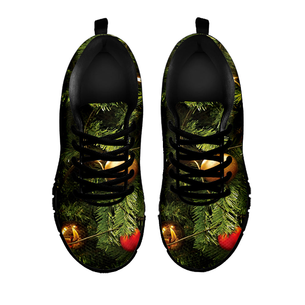 Decorated Christmas Tree Print Black Sneakers