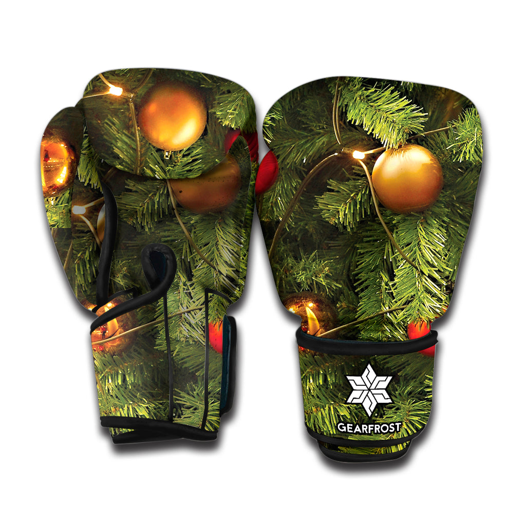 Decorated Christmas Tree Print Boxing Gloves