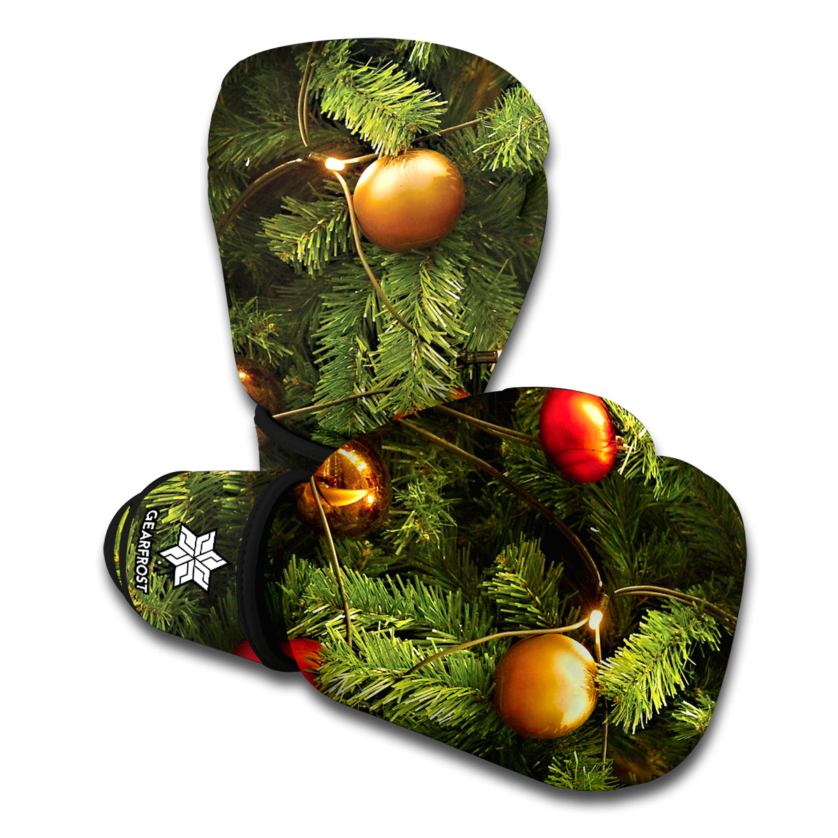 Decorated Christmas Tree Print Boxing Gloves