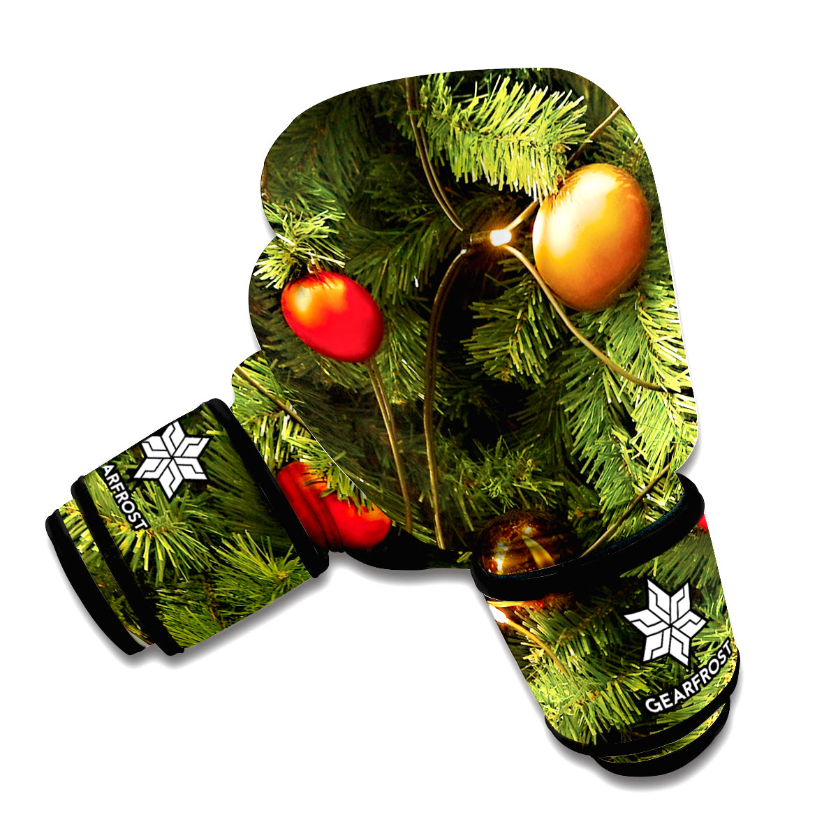 Decorated Christmas Tree Print Boxing Gloves