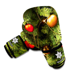 Decorated Christmas Tree Print Boxing Gloves