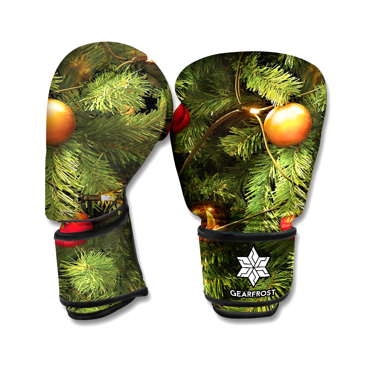 Decorated Christmas Tree Print Boxing Gloves