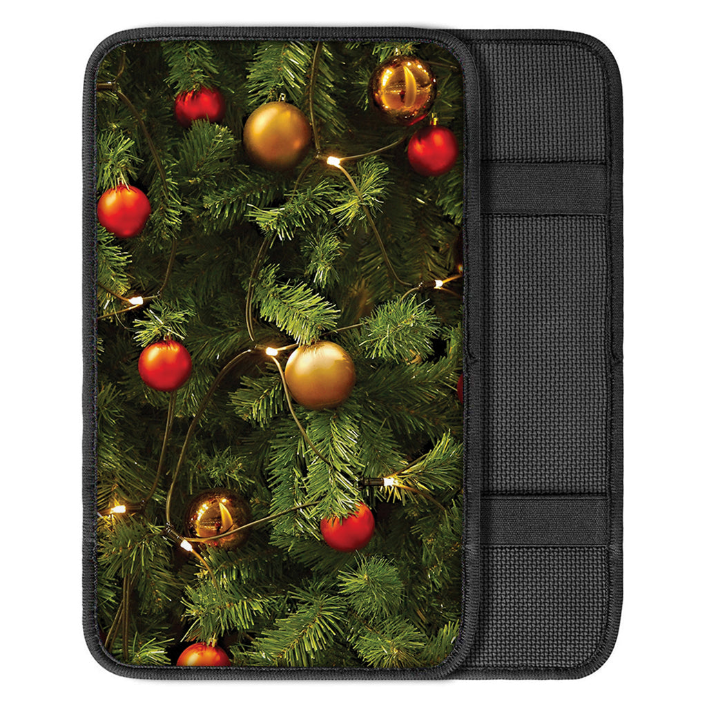 Decorated Christmas Tree Print Car Center Console Cover