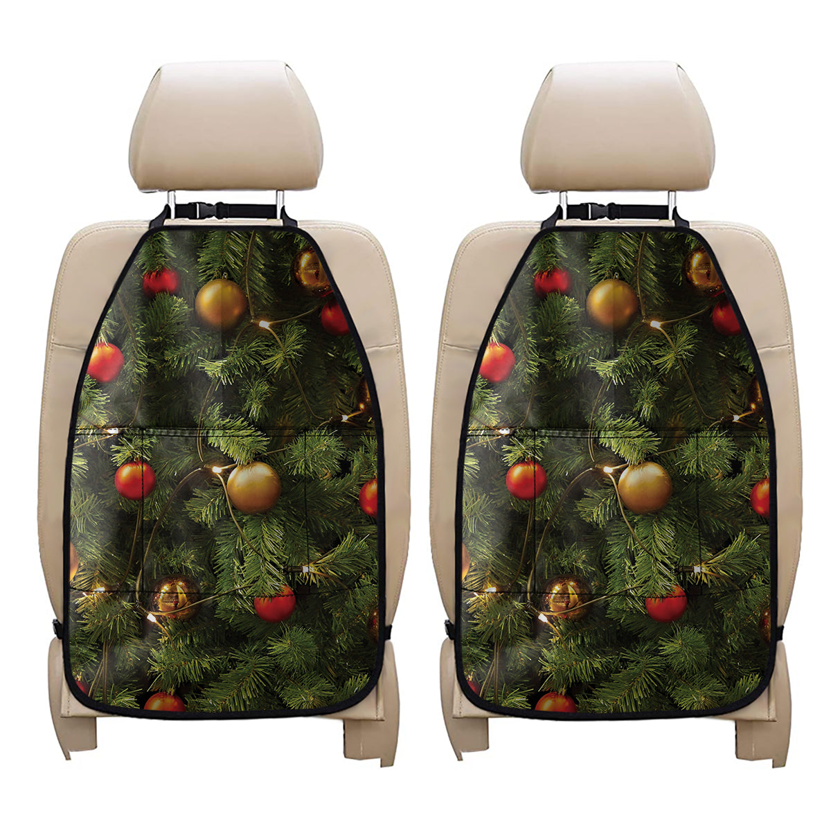 Decorated Christmas Tree Print Car Seat Organizers