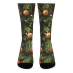 Decorated Christmas Tree Print Crew Socks