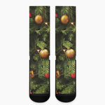 Decorated Christmas Tree Print Crew Socks
