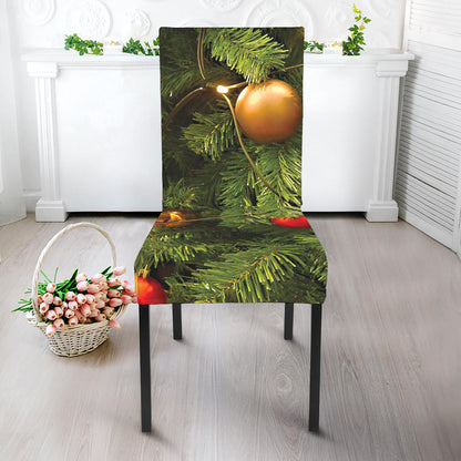 Decorated Christmas Tree Print Dining Chair Slipcover