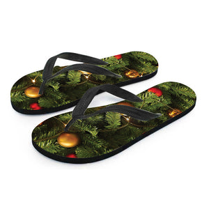 Decorated Christmas Tree Print Flip Flops