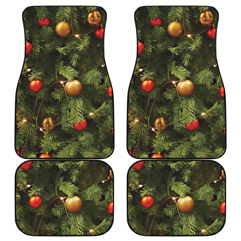 Decorated Christmas Tree Print Front and Back Car Floor Mats