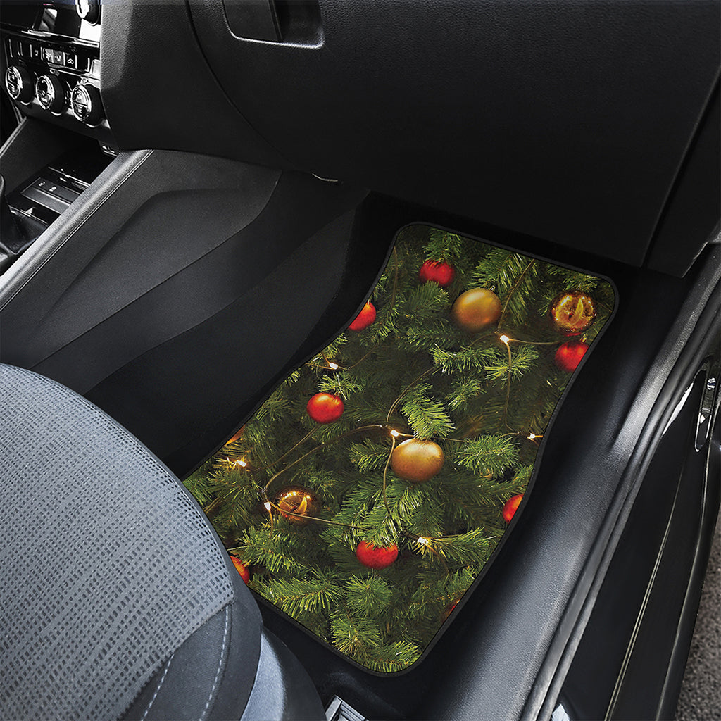 Decorated Christmas Tree Print Front and Back Car Floor Mats