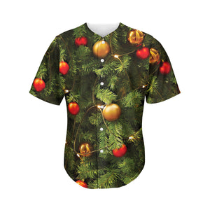 Decorated Christmas Tree Print Men's Baseball Jersey