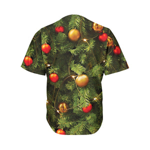 Decorated Christmas Tree Print Men's Baseball Jersey