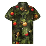 Decorated Christmas Tree Print Men's Short Sleeve Shirt