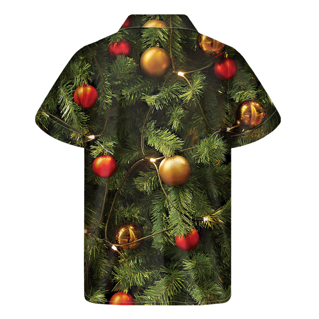 Decorated Christmas Tree Print Men's Short Sleeve Shirt