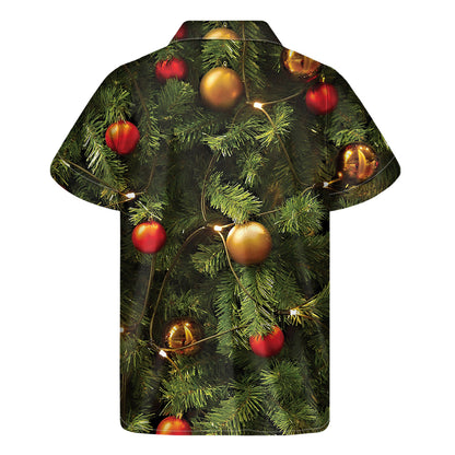 Decorated Christmas Tree Print Men's Short Sleeve Shirt