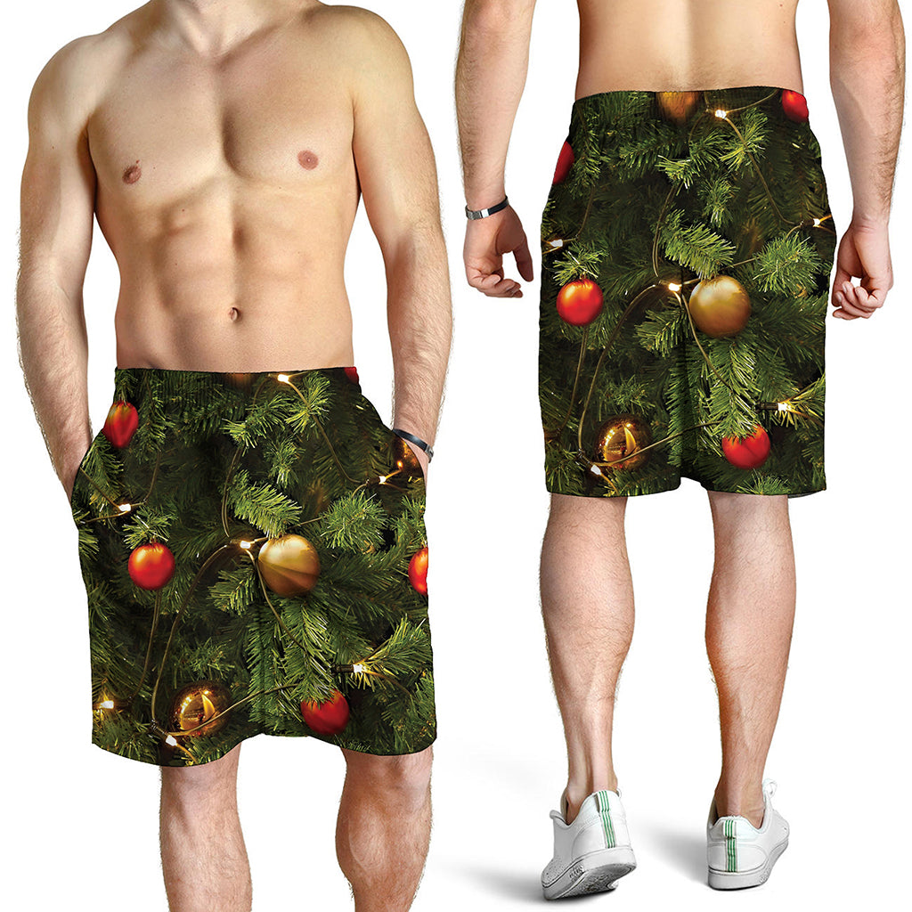 Decorated Christmas Tree Print Men's Shorts