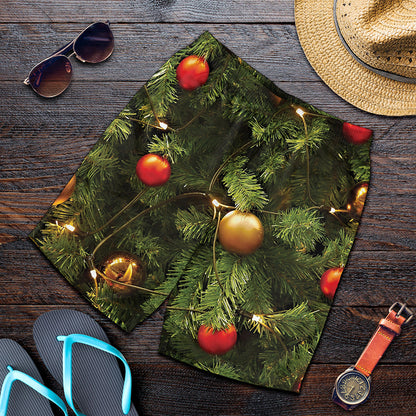 Decorated Christmas Tree Print Men's Shorts