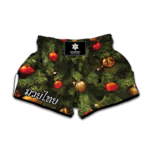 Decorated Christmas Tree Print Muay Thai Boxing Shorts