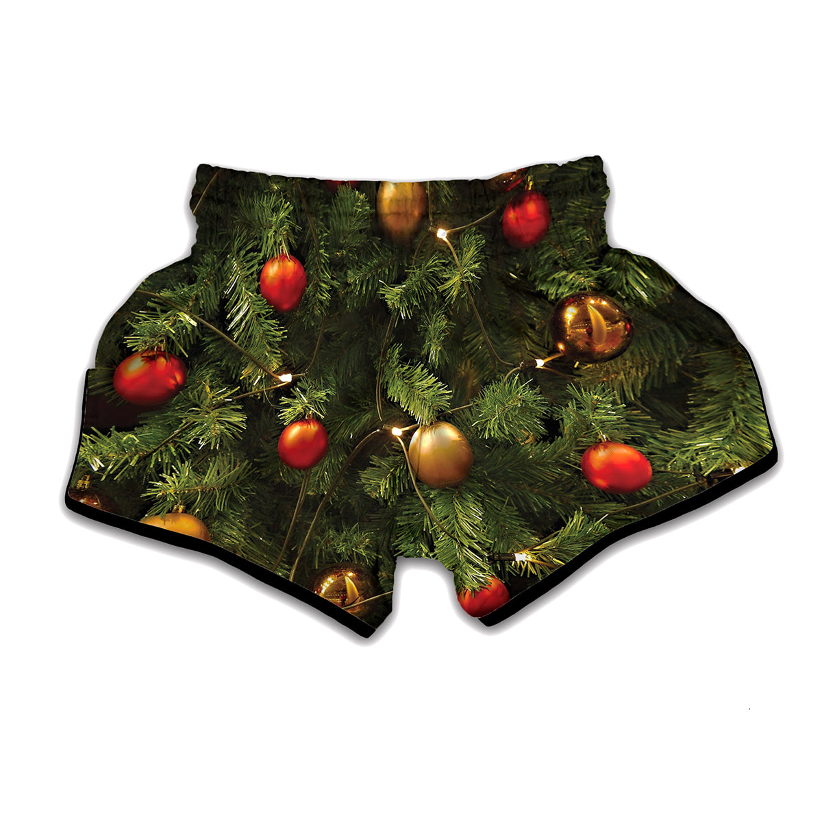 Decorated Christmas Tree Print Muay Thai Boxing Shorts