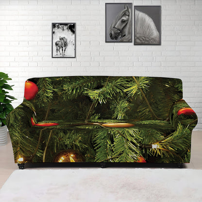 Decorated Christmas Tree Print Sofa Cover