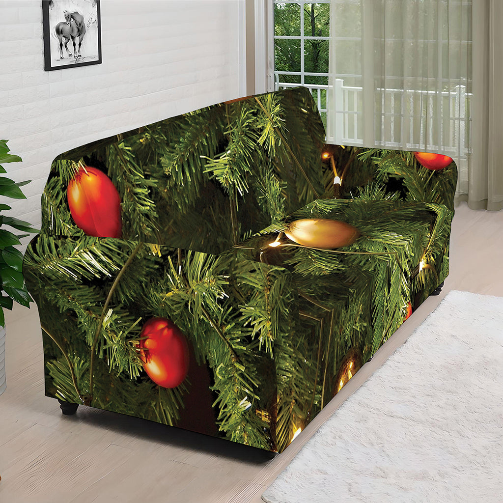 Decorated Christmas Tree Print Sofa Cover