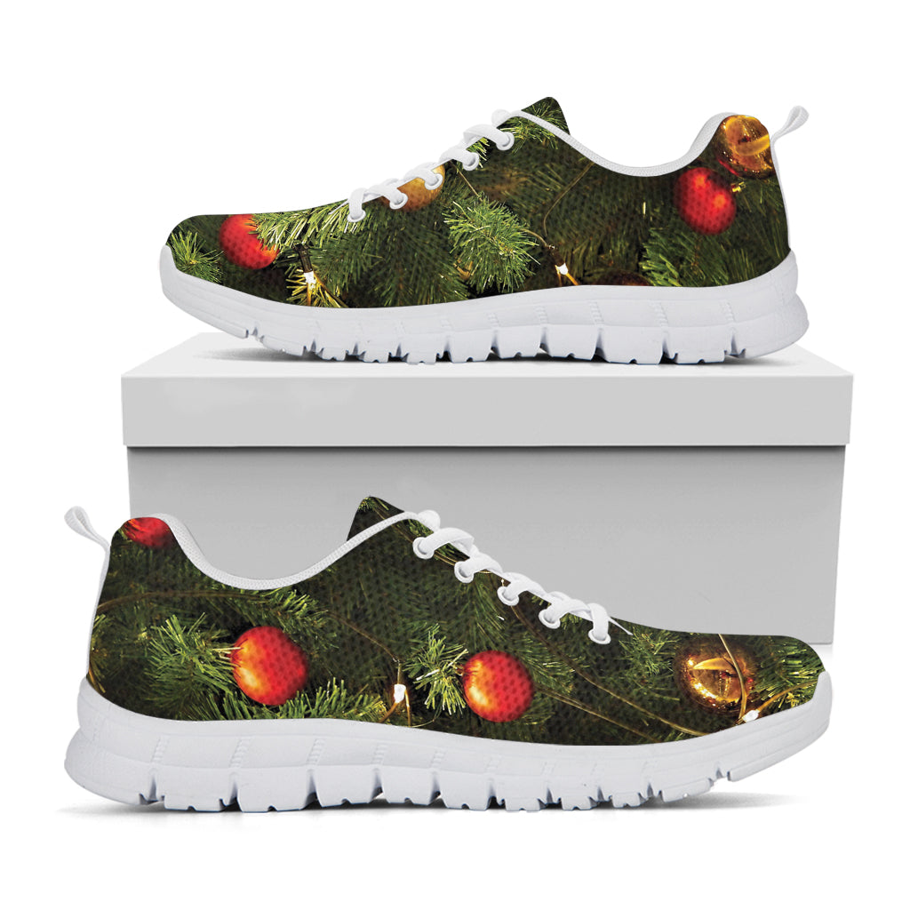 Decorated Christmas Tree Print White Sneakers