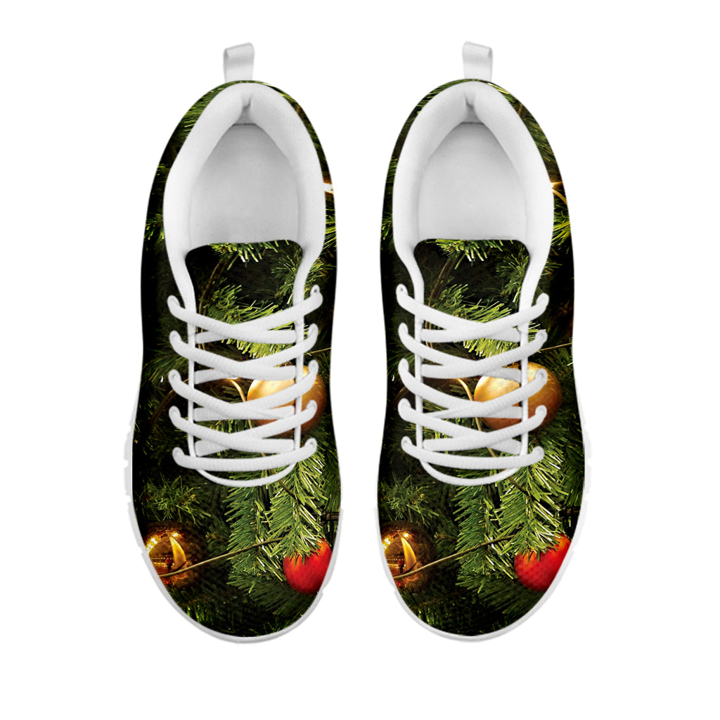 Decorated Christmas Tree Print White Sneakers