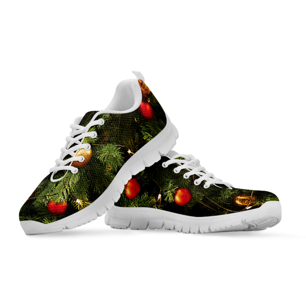 Decorated Christmas Tree Print White Sneakers