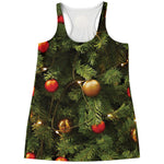 Decorated Christmas Tree Print Women's Racerback Tank Top