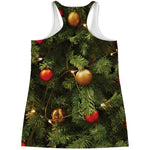 Decorated Christmas Tree Print Women's Racerback Tank Top