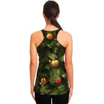 Decorated Christmas Tree Print Women's Racerback Tank Top