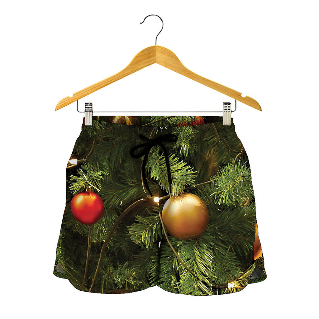 Decorated Christmas Tree Print Women's Shorts