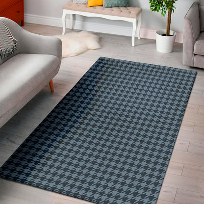 Deep Blue Houndstooth Pattern Print Area Rug