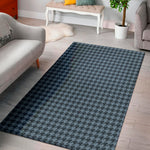 Deep Blue Houndstooth Pattern Print Area Rug