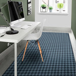 Deep Blue Houndstooth Pattern Print Area Rug