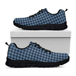 Deep Blue Houndstooth Pattern Print Black Sneakers