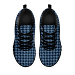 Deep Blue Houndstooth Pattern Print Black Sneakers