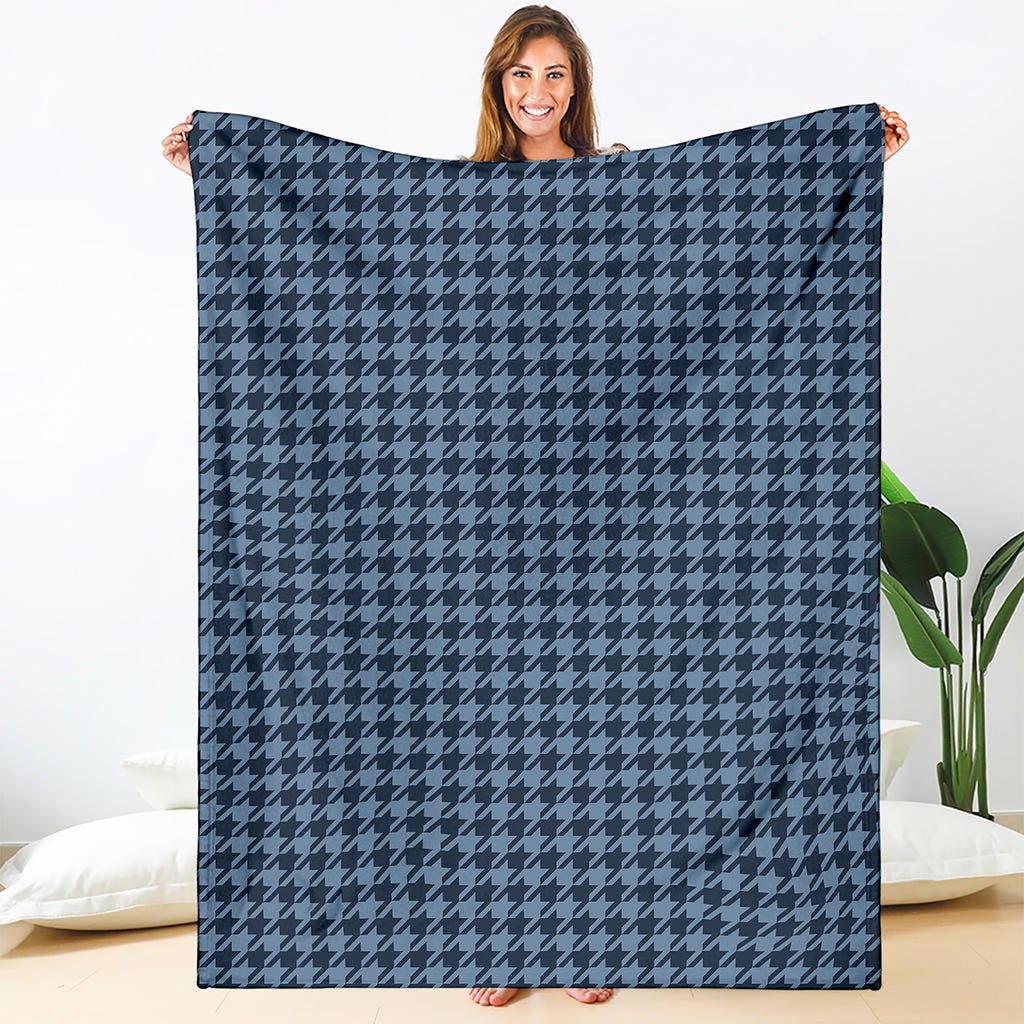 Deep Blue Houndstooth Pattern Print Blanket