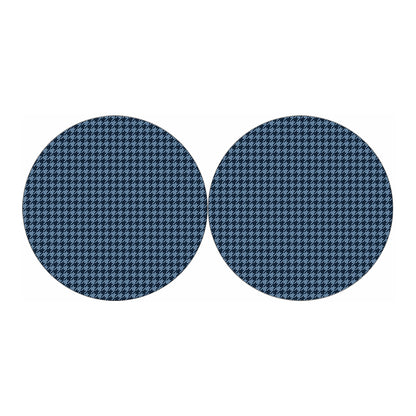 Deep Blue Houndstooth Pattern Print Car Coasters