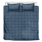 Deep Blue Houndstooth Pattern Print Duvet Cover Bedding Set