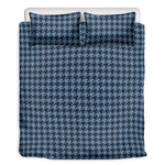 Deep Blue Houndstooth Pattern Print Duvet Cover Bedding Set