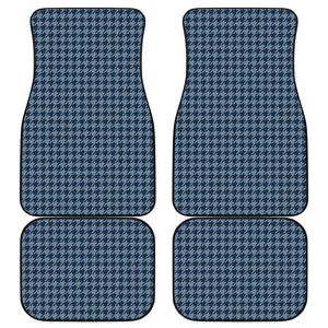 Deep Blue Houndstooth Pattern Print Front and Back Car Floor Mats