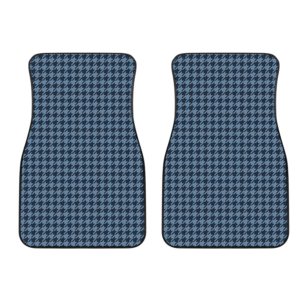 Deep Blue Houndstooth Pattern Print Front Car Floor Mats