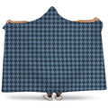 Deep Blue Houndstooth Pattern Print Hooded Blanket