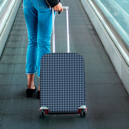 Deep Blue Houndstooth Pattern Print Luggage Cover