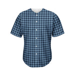 Deep Blue Houndstooth Pattern Print Men's Baseball Jersey