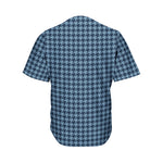 Deep Blue Houndstooth Pattern Print Men's Baseball Jersey