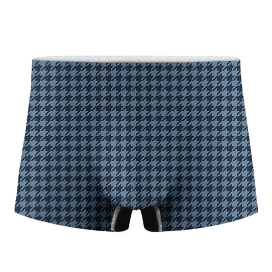 Deep Blue Houndstooth Pattern Print Men's Boxer Briefs