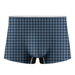 Deep Blue Houndstooth Pattern Print Men's Boxer Briefs