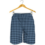 Deep Blue Houndstooth Pattern Print Men's Shorts